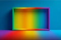 Colorful rainbow gradient light casting across an empty rectangular frame and background Royalty Free Stock Photo