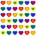 Colorful rainbow hearts seamless repetitive vector pattern texture background Royalty Free Stock Photo