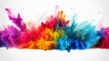 colorful rainbow holi paint color powder explosion garland banner isolated panorama background Royalty Free Stock Photo