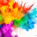 colorful rainbow holi paint color powder explosion garland banner isolated panorama background Royalty Free Stock Photo