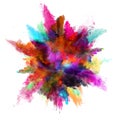 Colorful rainbow holi paint color powder explosion isolated white wide panorama background Royalty Free Stock Photo