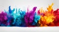 colorful rainbow holi paint color powder explosion isolated white wide panorama background Royalty Free Stock Photo