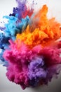 colorful rainbow holi paint color powder explosion isolated white wide panorama background Royalty Free Stock Photo