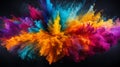 colorful rainbow holi paint color powder explosion isolated white wide panorama background Royalty Free Stock Photo