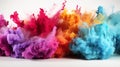 colorful rainbow holi paint color powder explosion isolated white wide panorama background Royalty Free Stock Photo