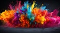 colorful rainbow holi paint color powder explosion isolated white wide panorama background Royalty Free Stock Photo