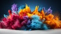 colorful rainbow holi paint color powder explosion isolated white wide panorama background Royalty Free Stock Photo