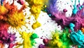 Colorful rainbow holi paint color powder explosion isolated white wide panoramic background Royalty Free Stock Photo