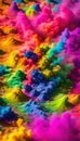 Colorful rainbow holi paint color powder explosion isolated white wide panoramic background Royalty Free Stock Photo