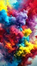 Colorful rainbow holi paint color powder explosion isolated white wide panoramic background Royalty Free Stock Photo