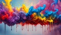 Colorful rainbow holi paint color powder explosion isolated white wide panoramic background Royalty Free Stock Photo