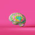 Colorful rainbow human brain 3d rendenring pink. LGBT pride symbol. Color psychology human behavior. World autism day Royalty Free Stock Photo