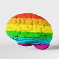 Colorful rainbow human brain 3d rendering white background LGBT pride symbol Color psychology World autism awareness day