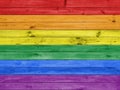 colorful rainbow lgbt flag on wood panel wall background. Royalty Free Stock Photo