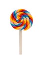 colorful rainbow lollipop swirl isolated on white Royalty Free Stock Photo