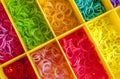 A Colorful Rainbow loom rubber bands in a box Royalty Free Stock Photo