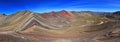 Colorful Rainbow mountain close panorama