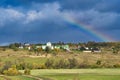 Colorful rainbow over the Anastasov Monastery near Odoev town