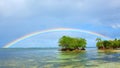 Colorful rainbow over caribbean sea .Travel background. Royalty Free Stock Photo