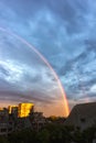 Colorful rainbow over city Royalty Free Stock Photo