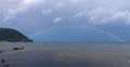 Colorful Rainbow over Clallam Bay Royalty Free Stock Photo