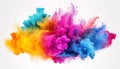 Colorful rainbow paint powder explosion in vibrant colors isolated on white background Royalty Free Stock Photo