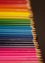 Colorful rainbow pencils row gradient on black background Royalty Free Stock Photo