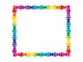 Colorful rainbow puzzle pieces forming a frame