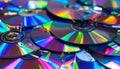 Colorful Rainbow Reflections on Stacked CDs Royalty Free Stock Photo