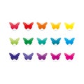 Colorful rainbow spectrum butterfly icons. Animal symbol.