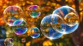 Colorful rainbow spectrum reflected in soap bubble background for vibrant visuals