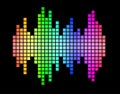 Colorful rainbow square blocks audio spectrum waveform