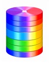 Colorful Rainbow Stack of Shiny Discs on White Background Royalty Free Stock Photo