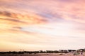 Colorful rainbow sunburst sky at sunset