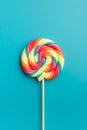 Colorful rainbow swirl lollipop.