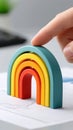 Colorful Rainbow Toy Stacking on Table with Graph Paper Background Royalty Free Stock Photo