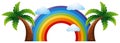 Colorful rainbow with two coconut trees Royalty Free Stock Photo