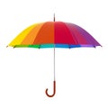 Colorful rainbow umbrella on white background. 3D illustration .