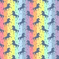 Colorful Unicorn. Magical animal rainbow seamless Pattern