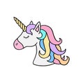 Colorful rainbow unicorn`s head illustration Royalty Free Stock Photo