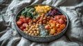 Colorful Rainbow Vegetable And Chicpea Bowl Royalty Free Stock Photo