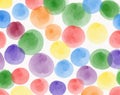 Colorful rainbow watercolor dots scattered in playful pattern, representing joyful diversity and celebration Royalty Free Stock Photo