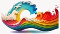 Colorful Rainbow Wave Paint Splash by Generative AI Royalty Free Stock Photo