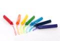 Colorful rainbow wax crayons pencils Royalty Free Stock Photo