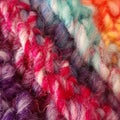 Colorful rainbow wool thread knit