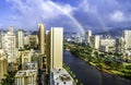 Colorful Double Rainbow Buildings Waikiki Ala Wai Canal Honolulu Hawaii