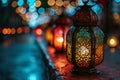 Colorful Ramadan lanterns glowing against a bokeh backdrop