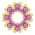 Colorful Rangoli Design With A Circle In The Center Isolated On A White Background. Royalty Free Stock Photo