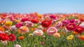 Colorful Ranunculus Flowers in a Field Royalty Free Stock Photo