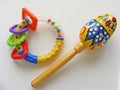 Russian traditional colorful rattle baby toy on white background Royalty Free Stock Photo